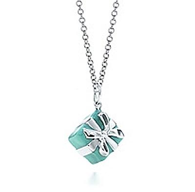 Blue Box Charm Pendant on 16" Chain