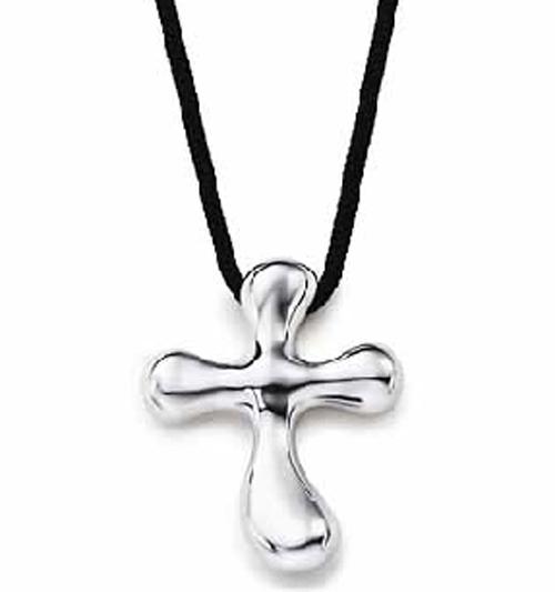 Elsa Peretti Cross Pendant on an 16" black cord