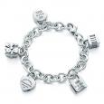 Tiffany Icons Lock Charm Bracelet. Sterling Silver. 7.5" long.  